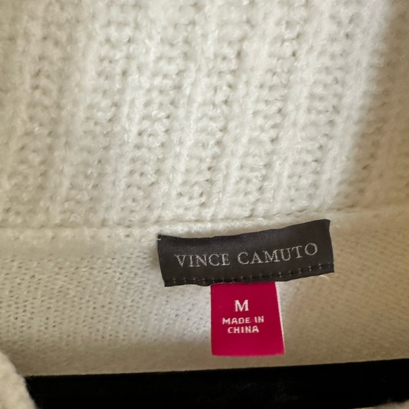 Vince Camuto Cream Turtle Neck with Eyelit Sleeves. With Tags. Size M. - Picture 3 of 4